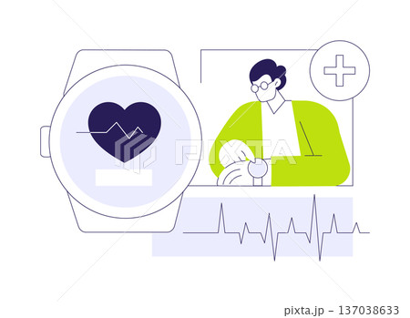 Smartwatch heart rate monitoring isolated cartoon vector illustrations. 137038633