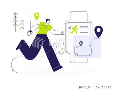 Smartwatch as a fitness tracker isolated cartoon vector illustrations. Smartwatch as a fitness tracker isolated cartoon vector illustrations. 137038651