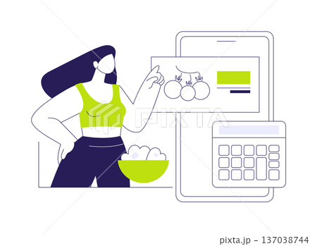 Counting calories isolated cartoon vector illustrations. Counting calories isolated cartoon vector illustrations. 137038744