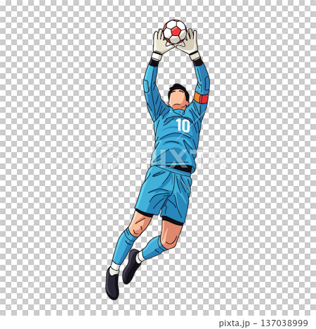 Goalkeeper catching high ball vector illustration 137038999