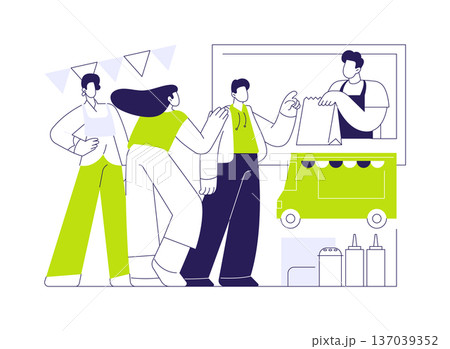 Queuing for food isolated cartoon vector illustrations. 137039352