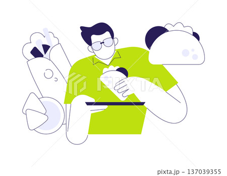 Mexican tacos isolated cartoon vector illustrations. 137039355