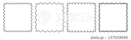 Set of jagged rough edge square shapes with wavy and curved forms. Rough frames with copy space for social media. Set of jagged rough edge square shapes with wavy and curved forms. Rough frames with copy space for social media. 137039699