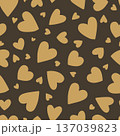 Golden Hand Drawn Hearts Seamless Coffee Pattern 137039823