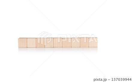 wooden cubes nine 9 pieces on isolate white background wooden cubes nine 9 pieces on isolate white background 137039944