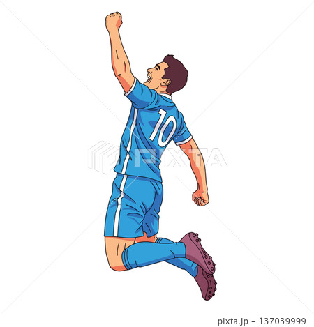 Soccer Player celebrating victory with a jump vector illustration Soccer Player celebrating victory with a jump vector illustration 137039999