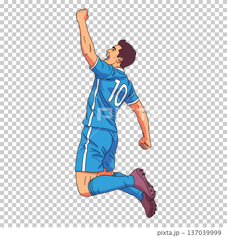 Soccer Player celebrating victory with a jump vector illustration Soccer Player celebrating victory with a jump vector illustration 137039999