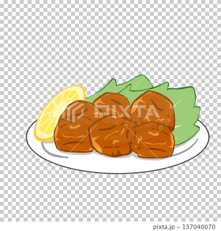 ジューシーな唐揚げのイラストアイコン ジューシーな唐揚げのイラストアイコン 137040070