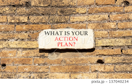 What is your action plan symbol. Concept words What is your action plan on beautiful white marble sign plate. Beautiful brick wall background. Business what is your action plan concept. Copy space. What is your action plan symbol. Concept words What is your action plan on beautiful white marble sign plate. Beautiful brick wall background. Business what is your action plan concept. Copy space. 137040234