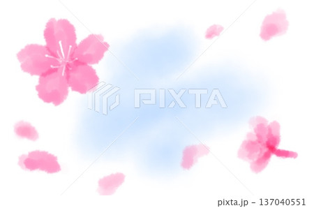 水彩風さくらの背景素材02 137040551