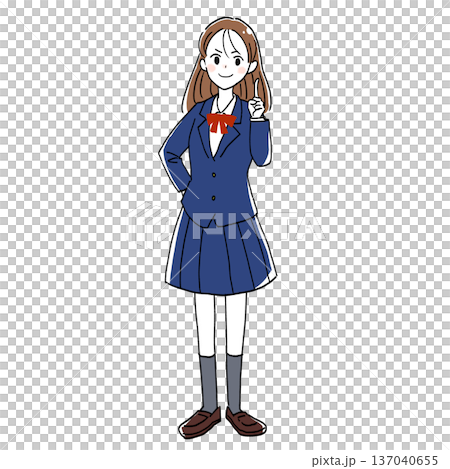 Illustration of a female student pointing up Illustration of a female student pointing up 137040655