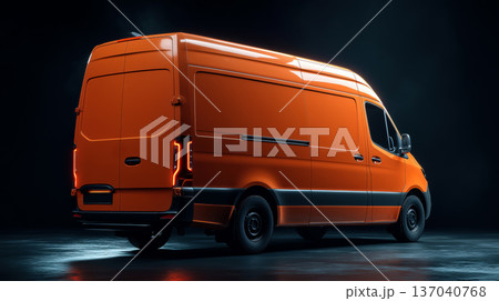 Creative mockup of delivery van design showcasing cargo space in studio lighting 137040768