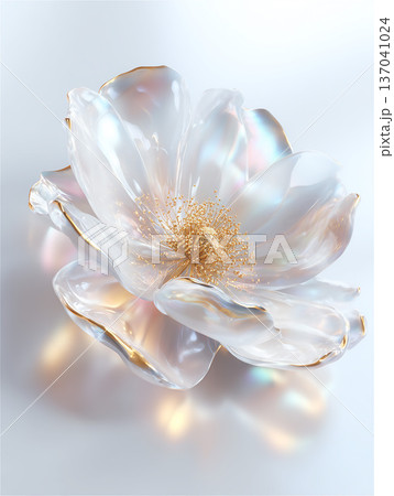 氷の結晶のように美しく輝く、クリスタルフラワーの幻想的なオブジェ 137041024