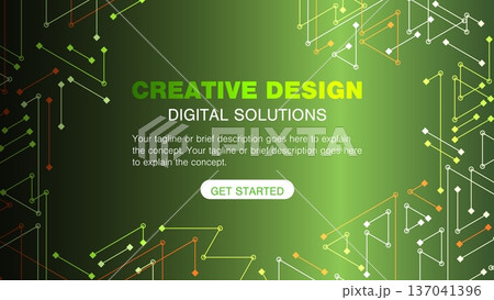 クリエイティブなデジタルソリューションと幾何学回路の背景素材 137041396
