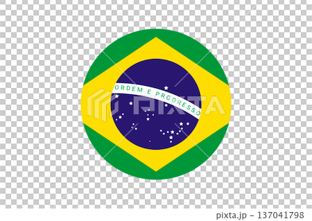 Brazil Flag Icon In Circular Emblem With National Motto Ordem E Progresso 137041798