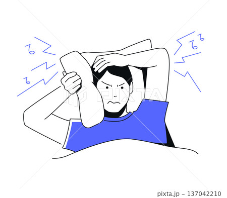 Male Struggling to Sleep - colorful flat design illustration Male Struggling to Sleep - colorful flat design illustration 137042210
