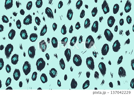 Abstract doodle pattern with snow leopard. Vector seamless background 137042229