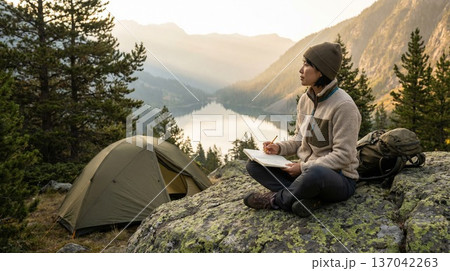 キャンプを楽しむ家族・カップル・友人・グループ 137042263