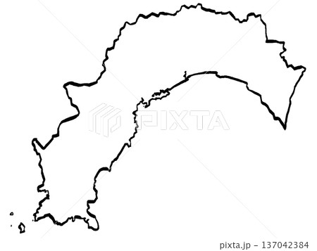 高知県地図のイラスト （筆タッチ） シンプル 137042384