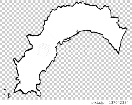 高知県地図のイラスト （筆タッチ） シンプル 137042384