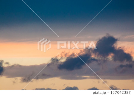 dramatic storm sky with clouds at sunset. dark blue cloudy background at dusk. bad weather forecast during spring. deep moody tones. meteorology air pressure change. gloomy atmosphere dramatic storm sky with clouds at sunset. dark blue cloudy background at dusk. bad weather forecast during spring. deep moody tones. meteorology air pressure change. gloomy atmosphere 137042387