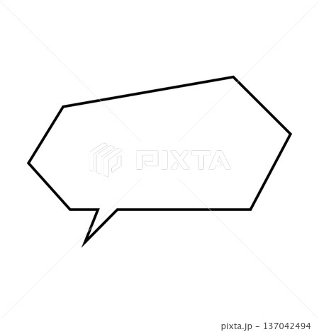 横長六角形（ヘキサゴン）吹き出し クリーンイラスト 137042494