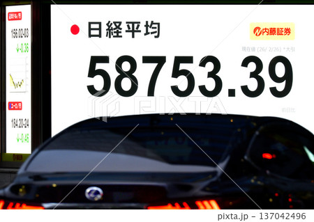 日本の東京都市景観最高値更新5万8753円39銭株価/終値。一時初の5万9000円台乗せ＝2月26日 137042496
