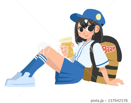 ビアガールの若い女性 137042576