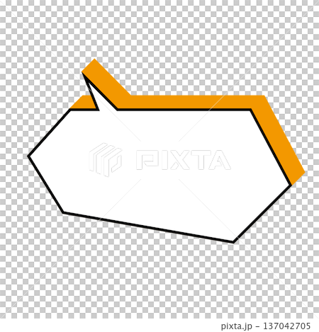 横長六角形（ヘキサゴン）吹き出し クリーンイラスト 137042705