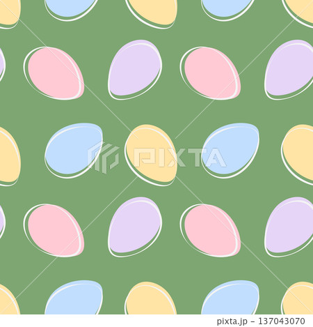 Seamless Pattern of multicolor Easter Eggs in trendy palette Ester Festive Backdrop Minimalist Flat. Vector illustration Easter Greetings Card or Media Post Backdrop Party Invite Promo Banner, labels Seamless Pattern of multicolor Easter Eggs in trendy palette Ester Festive Backdrop Minimalist Flat. Vector illustration Easter Greetings Card or Media Post Backdrop Party Invite Promo Banner, labels 137043070