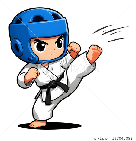 Little baby boy in TAEKWONDO dobok kimono on white background. The concept icon of martial arts, karate, judo, sports since childhood, discipline. Defence concept with copy space. Little baby boy in TAEKWONDO dobok kimono on white background. The concept icon of martial arts, karate, judo, sports since childhood, discipline. Defence concept with copy space. 137043082