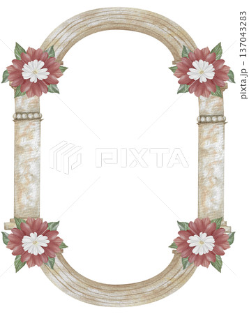 Watercolor illustration Wedding collection Frame with flowers and arch Hand drawing 137043283