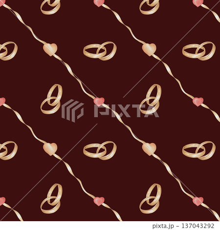 Watercolor seamless pattern with gold rings Wedding Jewelry Love Handmade Watercolor seamless pattern with gold rings Wedding Jewelry Love Handmade 137043292