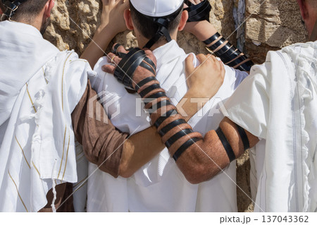 Orthodox Jewish prayer at Western Wall Jerusalem Israel Orthodox Jewish prayer at Western Wall Jerusalem Israel 137043362