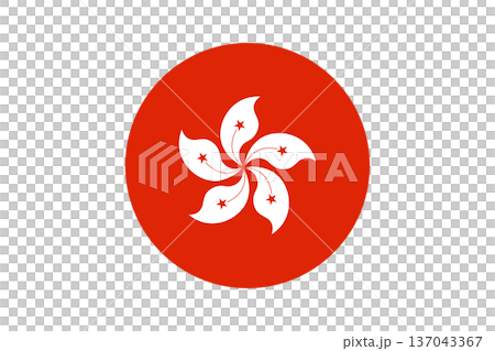 Hong Kong Bauhinia Emblem In White On Red Circle Background Flag Symbol And Floral Logo 137043367