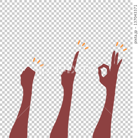 Hand signs, fist, index finger, OK sign, silhouette Hand signs, fist, index finger, OK sign, silhouette 137043371