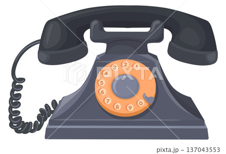 Vintage disk phone. Rotary retro device icon 137043553