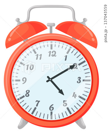 Alarm clock. Red metal timer cartoon icon 137043559