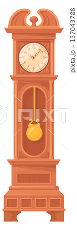 Pendulum clock. Retro wooden time interior decoration Pendulum clock. Retro wooden time interior decoration 137043788