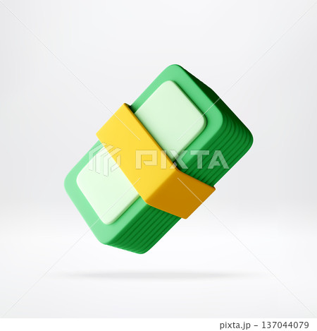3d Stack of green paper currency bills 137044079