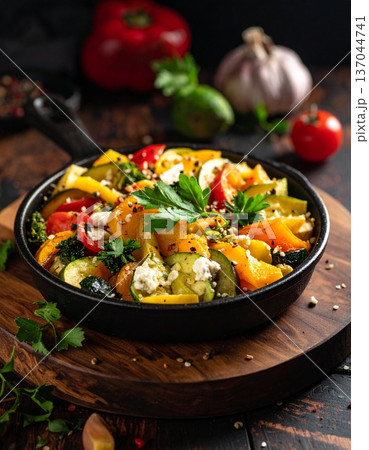 baked pumpkin with couscous, tomatoes and parsley baked pumpkin with couscous, tomatoes and parsley 137044741