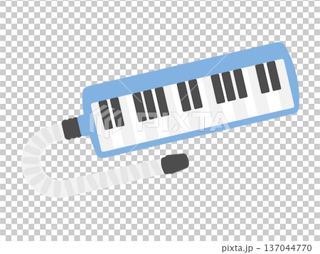 Illustration of a light blue keyboard harmonica/pianica Illustration of a light blue keyboard harmonica/pianica 137044770