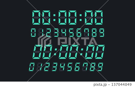 7セグメント表示のデジタル数字デザイン 7セグメント表示のデジタル数字デザイン 137044849