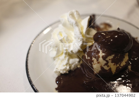 Ice Cream Dessert Served in Bowl 137044902