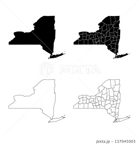 New York State Outline and Solid Fill Map Set. 137045003