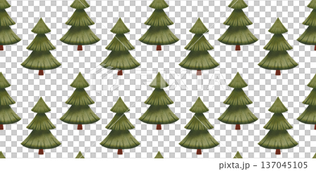 Seamless pattern with hand drawn green trees. Children's watercolor illustration of evergreen fir trees for your design, print, fabric Seamless pattern with hand drawn green trees. Children's watercolor illustration of evergreen fir trees for your design, print, fabric 137045105