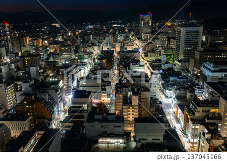 静岡市中心街の夜景と俯瞰で見る両替町通り・呉服町通り・旧東海道 137045166