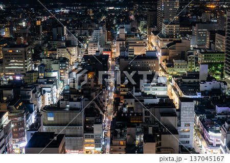 静岡市中心街の夜景と俯瞰で見る両替町通り・呉服町通り・旧東海道 137045167