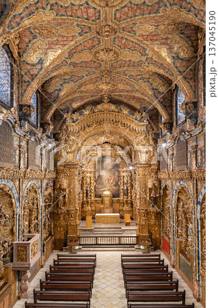 Interior of Santa Clara Church Porto with Golden Baroque Details 137045190
