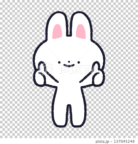 Rabbit giving thumbs up with both hands 137045249